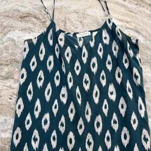 Equipment Femme -  Teal and White Sleeveless Top